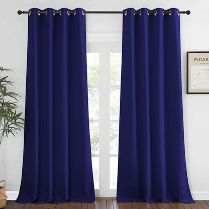 NICETOWN Blackout Curtains 120 inch Length for Sliding Glass Door, Grommet Thermal Insulated Room Darkening Sound Reducing Drapes for Room Divider, 1 Panel, W52 x L120, Navy Blue