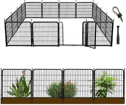 Tall Garden Fence with Gate 48 in×27 in 12 Panels Total 26.6 Ft, Garden Fencing by Getlaygardenfence