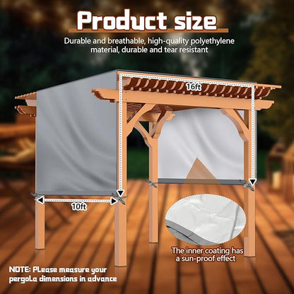 Universal Pergola Replacement Canopy Outdoor Canopy Shade Cover Waterproof Shade Top Cover for Outdoor Patio Porch Backyard(16 x 10 ft,Gray)