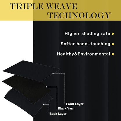 NICETOWN Black Curtain Drape for Bedroom - Light Reducing Thermal Insulated Solid Grommet Blackout Window Curtain for Home Office/Farmhouse (1 Piece, W66 x L66, Black)