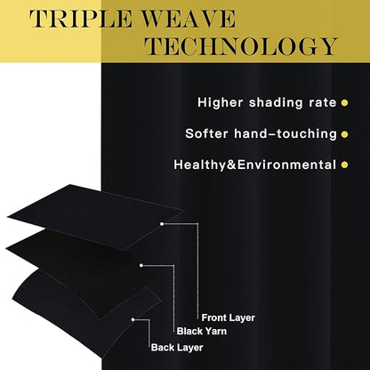 NICETOWN Black Out Curtains 63 inch Long - Grommet Thermal Insulated Modern Room Darkening Window Treatments Soundproof Drape for Bedroom/Nursery, W52 x L63, 1 Piece