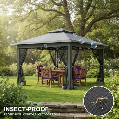 COBIZI 12x12 FT Pop up Gazebo on Clearance Outdoor pop up Canopy Tent,carpas para Patio, Shelter Tents with Sandbags & Portable Carry Bag, Patio Gazebos for Camping, Garden & Lawn, Darkgrey(Upgraded)