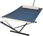SUNCREAT Hammocks for Outside with Stand, Quick Dry Two Person Hammock with Head Pillow, 450 lbs Capacity, Navy