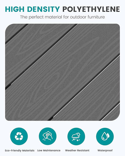 SERWALL 41" Outdoor Bar Table, All Weather HDPE Patio Bar Counter Height Table, Rectangle Patio Bar Table for Outside, Garden, Backyard, Balcony, Poolside, Grey