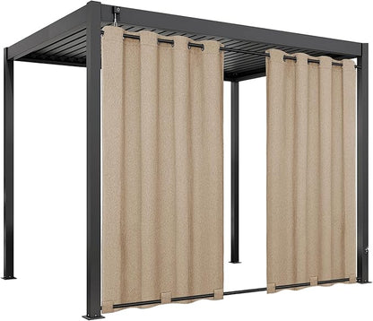 Easy-Going Linen Look Outdoor Curtains Waterproof Windproof Porch Curtains, Soft Thicken Outdoor Privacy Curtains for Patio, Gazebo, Grommet Top and Tab Bottom Drape, 1 Panel, 54x108 inch, Beige