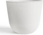 WORTH Garden Round Large Planter Pot 1-Pack - 17.5" Dia x 15.5" H - Durable Plastic White Plant Tree Pots with Vertical Stripe Textured Finish, Drainage Hole for Indoor, Outdoor, Front Porch, Patio