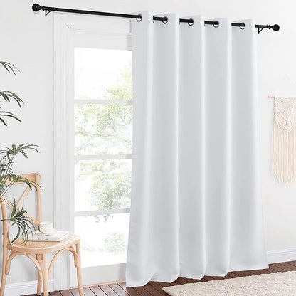 NICETOWN Room Divider Curtain 110 inches Long, Grommet Room Darkening Curtain Thermal Window Treatment Sound Dampening for Sliding Glass Door, Greyish White, W66 x L110, 1 Panel