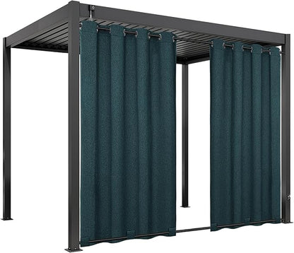 Easy-Going Linen Look Outdoor Curtains Waterproof Windproof Porch Curtains, Soft Thicken Outdoor Privacy Curtains for Patio, Gazebo, Grommet Top and Tab Bottom Drape, 1 Panel, 54x108 inch, Teal