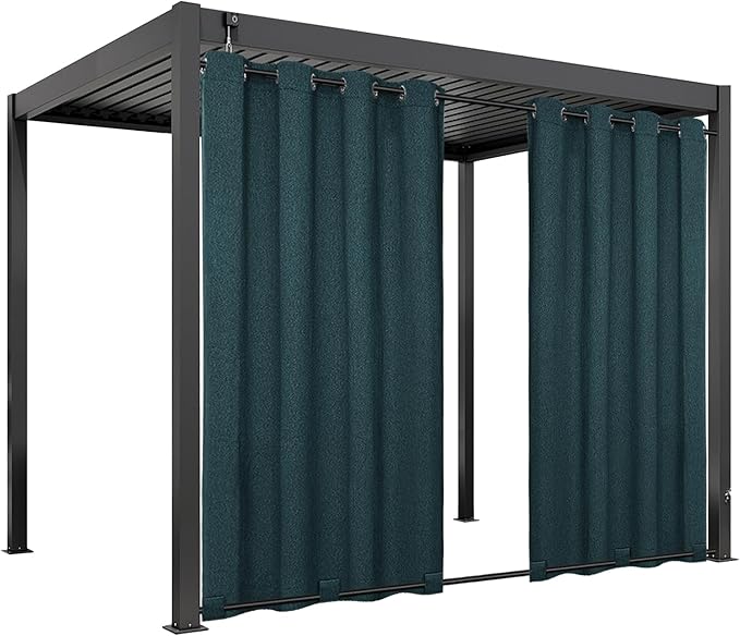 Easy-Going Linen Look Outdoor Curtains Waterproof Windproof Porch Curtains, Soft Thicken Outdoor Privacy Curtains for Patio, Gazebo, Grommet Top and Tab Bottom Drape, 1 Panel, 54x96 inch, Teal