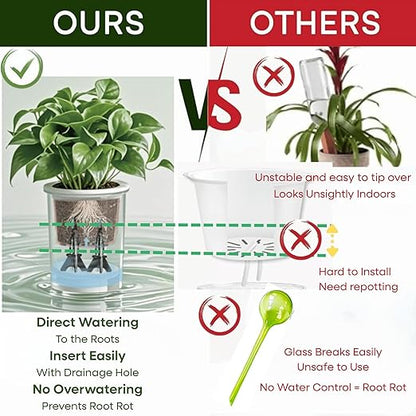 GreenShip 4-Pack Patented Self-Watering Spikes – DIY Plant Watering System for Indoor Plants, Fits Grower Pots, Reuse Containers, Automatic Self-Watering Stakes (Small)