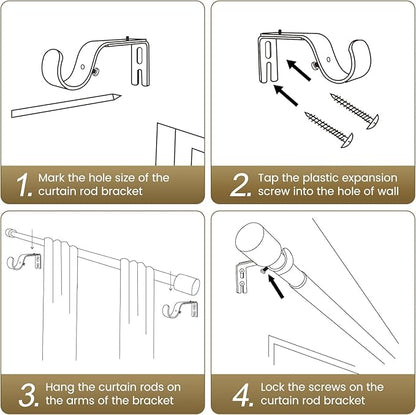 1” Diameter Gold Curtain Rod Itself is 30-60 inch 1 Pack, Fit 30 to 54 Windows with Heavy Duty Adjustable Telescopic Rod，Splicing Metal Extra Long Curtain Rod for Windows Sliding Glass Door