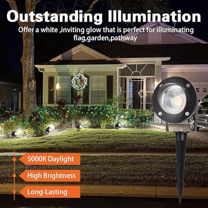 EAGLOD 20W Led 12V AC/DC Flag Spotlights Outdoor Landscape Lights,Low Voltage Landscape Lighting,IP65 Waterproof Flag Lights for Yard Wall Mounted Light 5000K Daylight Lawn Decorative 4Pack