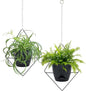 Hanging Planters for Indoor Plants, 2 Set Self Watering Hanging Flower Pots, Modern Hanging Plant Baskets with Metal Plant Holder & 6.5 Inch Plastic Pots for Garden Home Decor (Black)