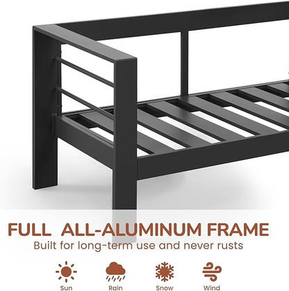 Solaste Aluminum Patio Furniture Set with 55 inch Fire Pit Table, 5 Piece Metal Outdoor Furniture with Water-Resistant Cushion, Modern Patio Conversation Set for Balcony, Front Porch, Backyard, Black