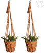 Artilady Macrame Hanging Planter for Indoor Plants, Boho Woven Plant Hanger Large Hanging Flower Pot Holders Outdoor Baskets Storage No Tassels Brown Wall Decor (Latte Brown-2pcs)