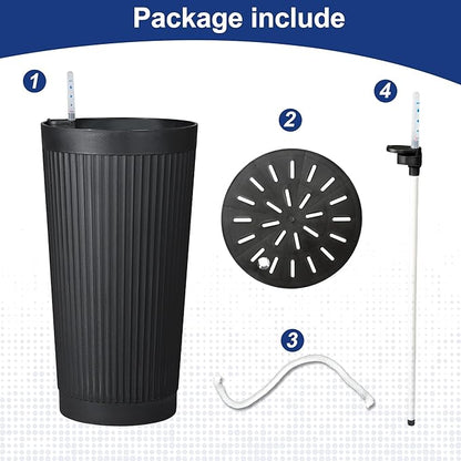 FENCY 2Pack 24IN Self Watering Planter for Indoor Plants, Plastic Large Planter for Outdoor Plants, Water Level Indicator& Spacious Reservoir Flower Planter Decorative(Black)