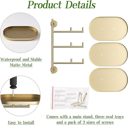 Window Rotating Plant Stand Shelf Indoor Gold Metal Floating Shelves 3-Tier Wall Mount Plant hanger Holders for Wall Planter Modern Home Decor window sill gifts