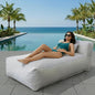 Outdoor Bean Bag Lounger Chair, Big Comfy Outdoor Daybed for Sunbathing and Tanning - Water-Resistant Patio Chaise and Pool Sun Lounger Furniture for Beach Deck (Light Grey)