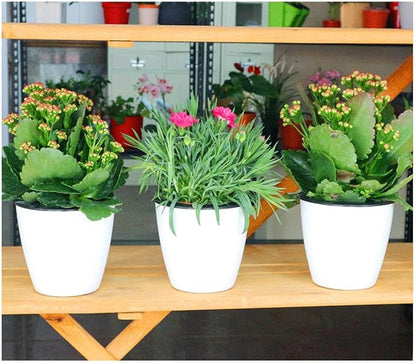 5.2“ Self Watering Planter White Flower Pot, 3 Pcs Medium Planter Pot, Mini Plant Pot, for All Plants, Herbs, African Violets, Succulents, Flowers Or Start Plants, White, 5 inch
