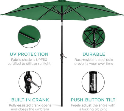 Best Choice Products 10ft Outdoor Table Compatible Steel Polyester Market Patio Umbrella w/Crank and Easy Push Button Tilt