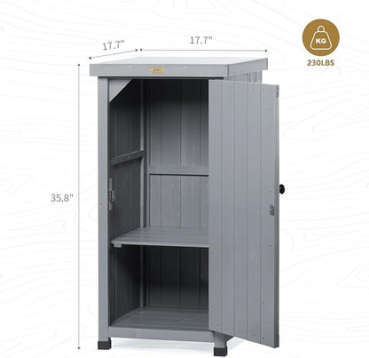 HABAU Outdoor Storage Cabinet for Patio, Garden Potting Bench Table with Shelves & Metal-Tabletop, Wooden Planting Work Station, Weatherproof