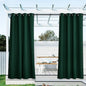 NICETOWN 2 Panels Outdoor Curtains for Patio Waterproof 108" Long, Stainless Steel Silver Grommet Privacy Drapes for Outdoor Living/Pergola, Dark Green, W55 x L84 per Panel