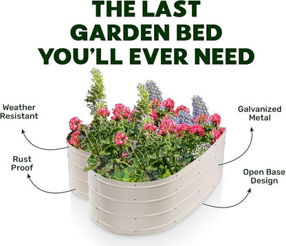 Plant & Plot Galvanized Raised Garden Beds Outdoor // Planter Raised Beds for Gardening, Vegetables, Flowers // Large Metal Garden Box (White) // Tool-Free Assembly