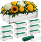 Dandat 10 Set Rectangle Wooden Planter Wood Boxes for Centerpieces Rustic Wooden Planters with Removable Plastic Liner Floral Foam Blocks for Wedding Table Bookshelf (12 x 4 Inch,White)