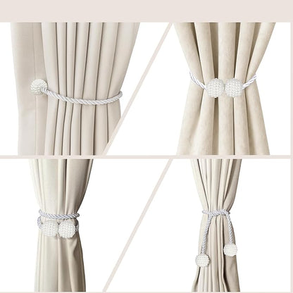 Hion Magnetic Curtain Tiebacks White 6 Pack, Curtain Tiebacks Buckles Holdbacks Holders Hooks Clip for Home Bedroom Office Decorative Thick or Thin Curtain
