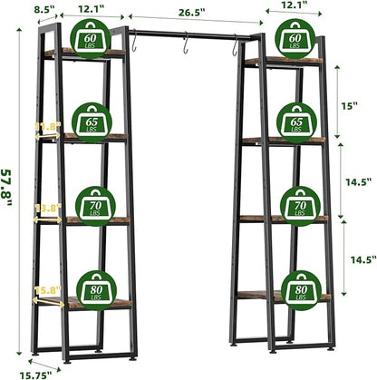 Simple Trending Plant Stand Indoor with Grow Lights, 4 Tier Large Hanging Plant Shelf for Plants Multiple, Metal Ladder Display Holder for Home Patio, Black