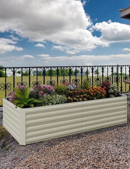 CABIHOME 2 Pcs 6x3x2 Ft Galvanized Raised Garden Bed, Deep Root Planter Box for Vegetables, Flowers, Herbs- Large Metal Raised Garden Bed Kit for Outdoor Use, Beige