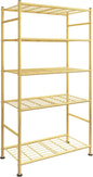 Storage Shelves - 5 Tier Shelf Organizer, Heavy Duty Garage Shelving Unit with Leveling Feet, Stable Metal Shelves Organizer for Pantry, Kitchen and Closet, 33.0" W x 12.6" D x 72.0" H, Gold
