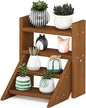 Furinno Tioman Outdoor Planter Staircase, Dark Red Meranti Hardwood