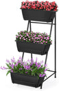 Vertical Raised Garden Bed 3 Tier Elevated Garden Planters Stand Up Garden Planter Box with Drainage Holes for Outdoor Indoor Plants Herbs Flowers Vegetables Black