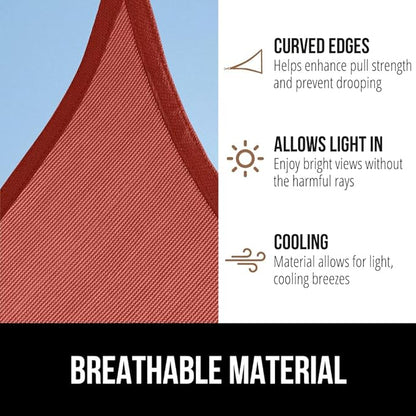 GORILLA GRIP Heavy Duty Sun Shade, UV Protection Fade Tear and Rust Resistant Rectangle Sunshade Canopy, Curved Edges Blocks Sunlight, Breathable Sail, Outdoor Patio, Lawn Garden, 16x16x16, Terra