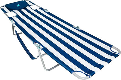 Ostrich Chaise Lounge Blue and White Striped