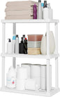 IRIS USA 3-Shelf Light Duty Plastic Storage Shelves, 150lb Capacity, 33" H x 24" W x 12" D, Medium Modular Shelving Unit Storage Organizer for Bathroom, Laundry, Garage & Home, Storage Rack - White