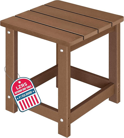 LZRS Adirondack Square Outdoor Side Table for Patio, Pool Composite Patio Table,HDPE End Tables for Backyard,Pool, Indoor Companion, Easy Maintenance & Weather Resistant(Brown)