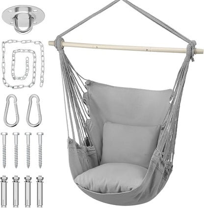 MoNiBloom Hammock Chair Hanging Rope Swing w/2 Cushions, Boho Macrame Hanging by Monibloom