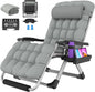 Suteck Oversized Zero Gravity Chair,33In XXL Outdoor Recliner Chair w/Removable Cushion&Headrest, Camping Lounge Chair w/Upgraded Lock&Footrest, Reclining Patio Chairs for Indoor Outdoor,500LBS
