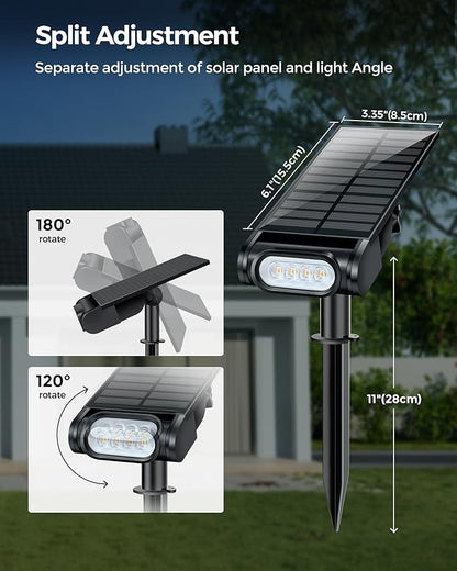 RGB Christmas Solar Spot Lights Outdoor, 12 RGB Color Modes Landscape Light Waterproof IP67 with Remote Control, 2-in-1 Color Changing RGB/Cool/Warm White for Yard Garden Christmas 4 Pack