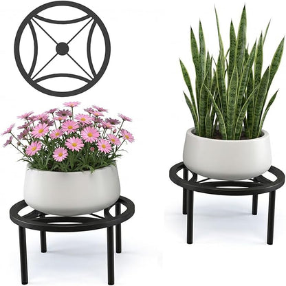 TOSKING 2-Pack Plant Stands - Heavy Duty Low Plant Stand, No Assembly Required Risers for Potted Plants Indoor and Outdoor, Ready to Use(10.24" Diameter)