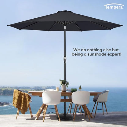 Tempera Patio Market Outdoor Table Umbrella with Auto Tilt and Crank, Large Sun Umbrella with Sturdy Pole & Fade Resistant Canopy, Easy to Set