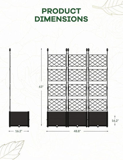 IDEALHOUSE Raised Garden Bed Kit with Trellis, Vertical Metal Planter Box for Small Space, Balcony Privacy Screen for Climbing Plants & Flowers, Patio Vertical Gardening Solution, Black