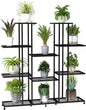 Twhep Heavy Duty Metal Plant Stand, large Multifunctional Plant Stand for Indoor Outdoor, for Tall Large Rack for Living Room Garden Balcony, Black(9 Tier)