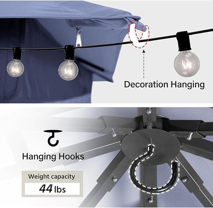 LAUSAINT HOME Semi-Permanent Outdoor Patio Gazebo 10'x13', Heavy Duty Party Tent Shelter with Double Roofs, Mosquito Nettings and Privacy Screens for Backyard, Garden, Lawn, Navy Blue