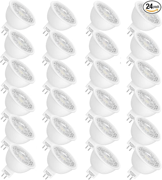 Mlambert 24 Pack MR16 LED Bulbs 50W Halogen Equivalent 5000K,5W GU5.3 MR16 12V Spotlight Bulb,Non-Dimmable,45°Beam Angle for Landscape Track Light Recessed