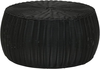 Household Essentials Handwoven Resin Storage Stool Ottoman, Black