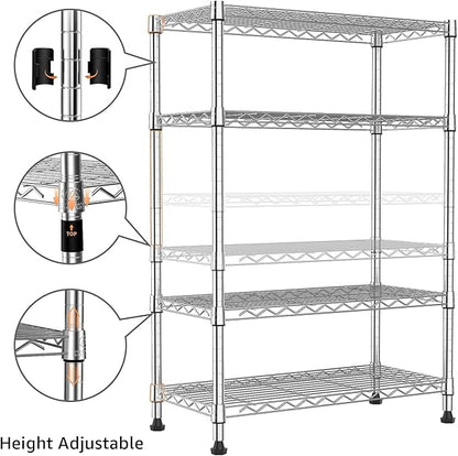 Xcity Storage Shelves, 4 Tier Heavy Duty Metal Shelving Unit, 1600 LBS Capacity Adjustable Steel Wire Shelf Organizer for Pantry, Kitchen, Garage, 14" D x 36" W x 54" H, Chrome
