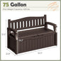 Storage Bench, 75 Gallon Brown Outdoor Deck Box with Padlock Holes